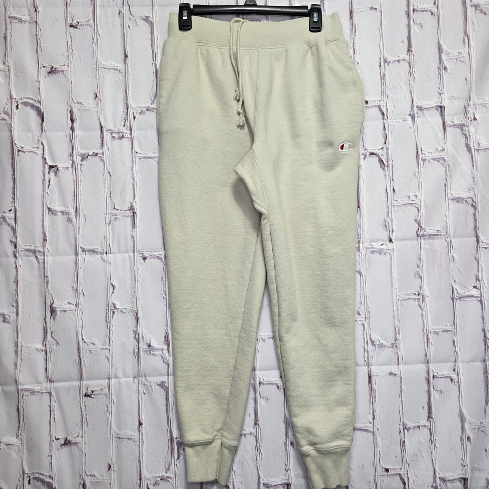 Champion Reverse Weave Joggers Cream Off White Athletic Fleece Sweatpants Mens M
